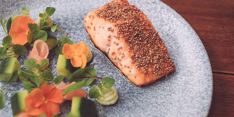 Salmon with cucumber salad